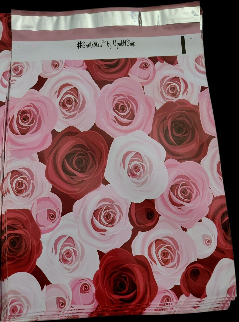 20ct. 10x13 Pink & Red Roses Polymailers Random Thank Cards/Stickers - Picture 6 of 7